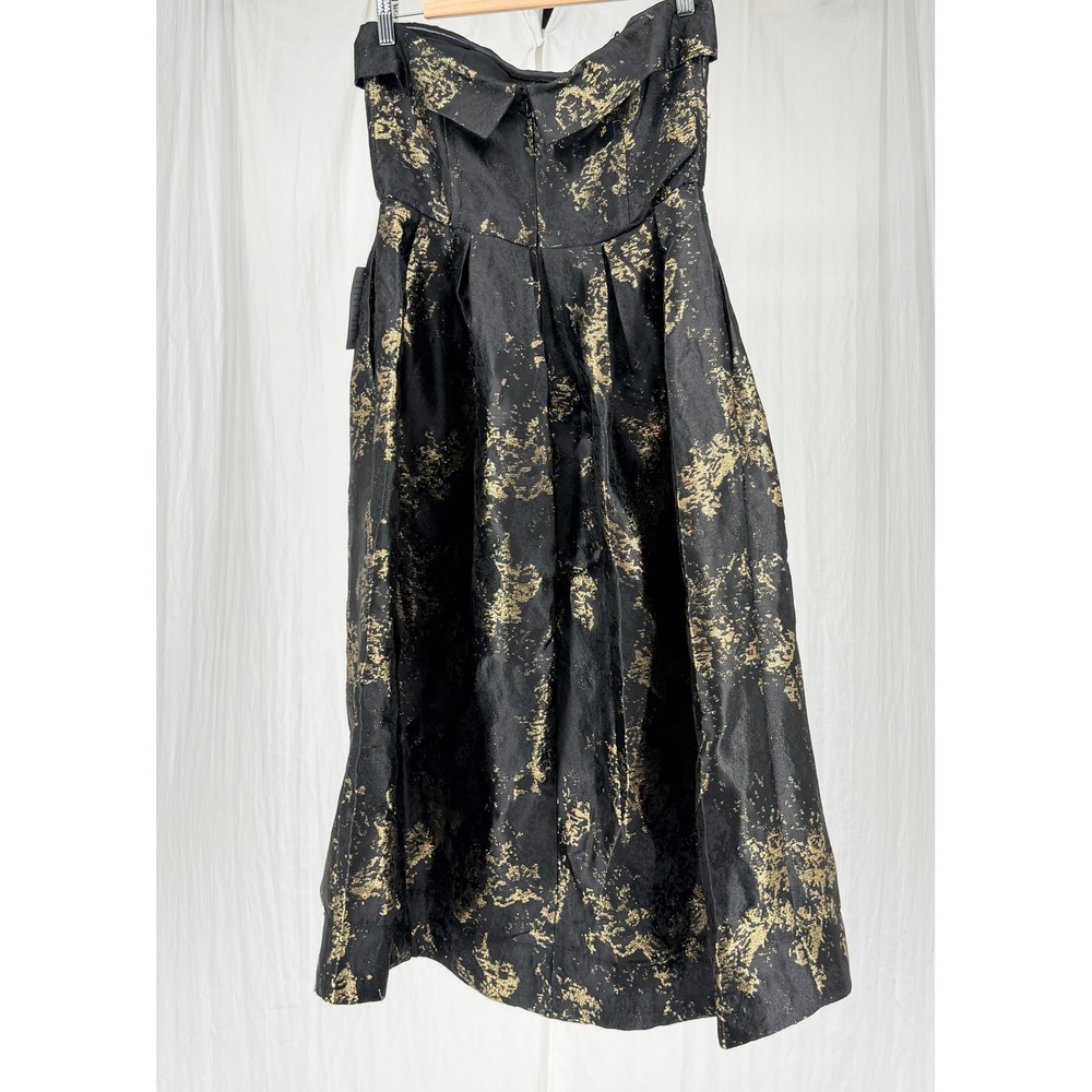 Socialite Metallic Jacquard Strapless Midi Gown Black Gold M - Picture 3 of 11